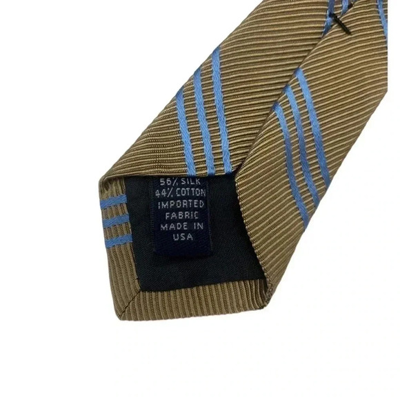 Brooks Brothers Silk Cotton Blend Brown & Blue Neck Tie - Picture 4 of 6